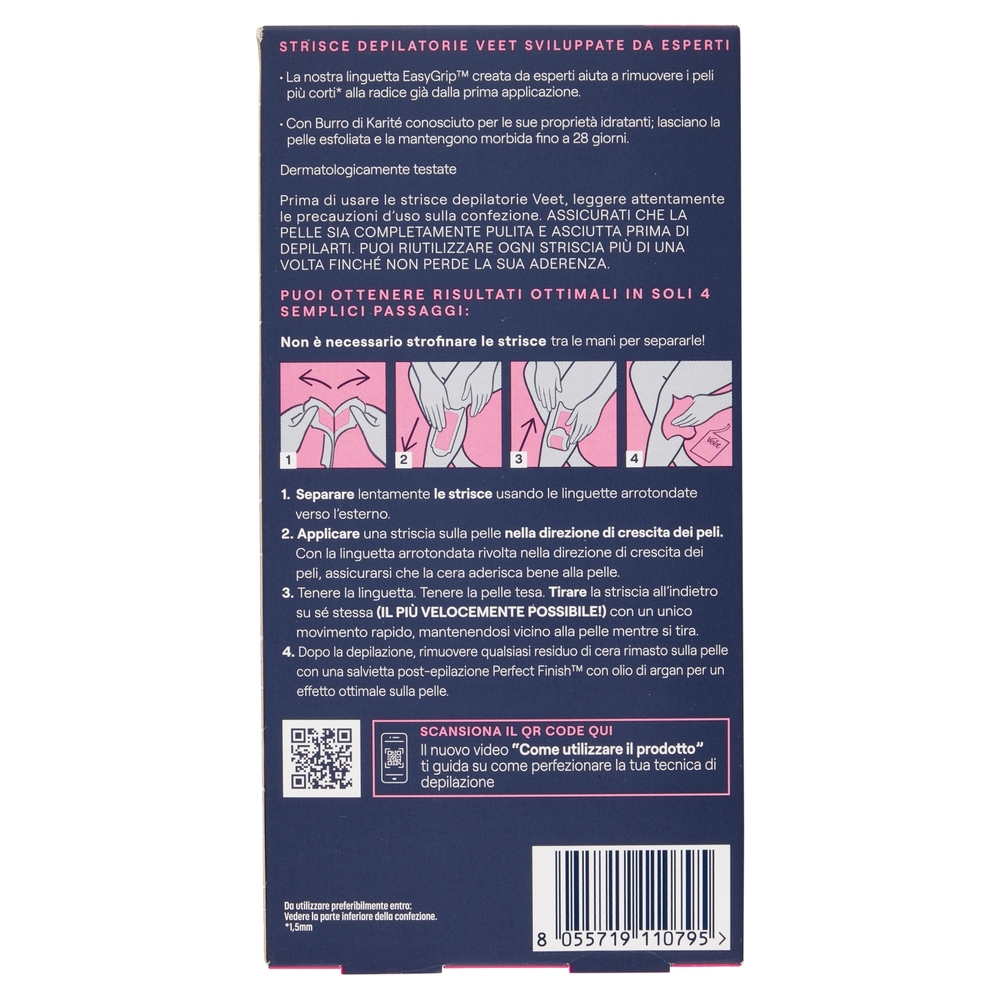Veet Strisce Corpo Expert Pelli Normali 12 pezzi